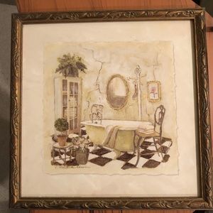 Framed Bathroom Art Bathtub 13x13 Never Used Great Condition